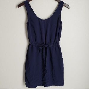 Mimi Chica navy blue cinched tie waist midi simple summer slip dress